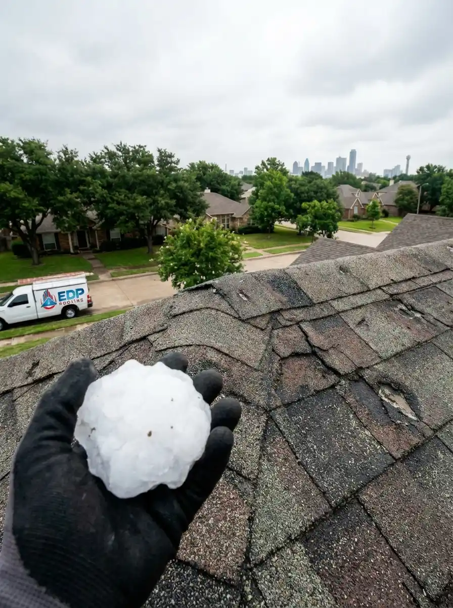 Large hail representing the type of storms we see across Dallas and DFW area