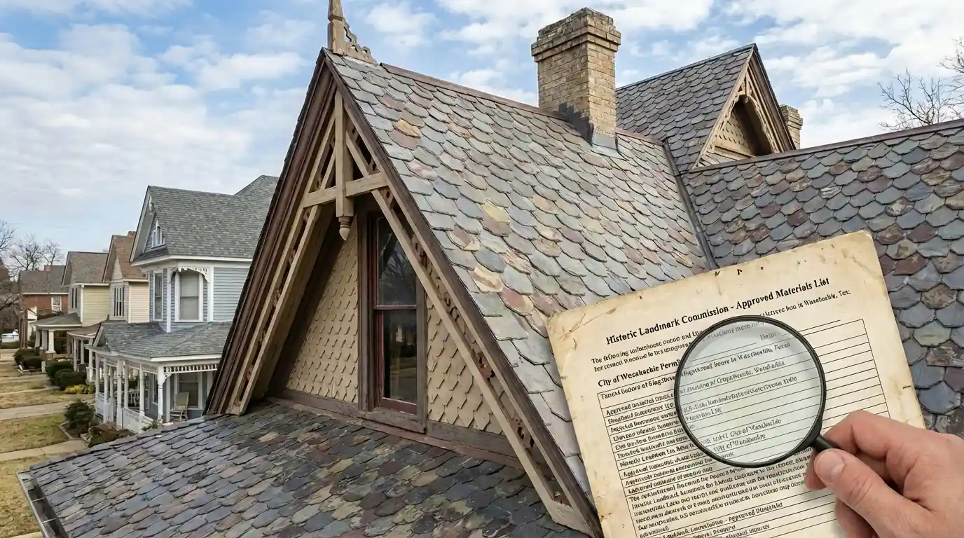roofing material needs to be on the list of landmark acceptable materials